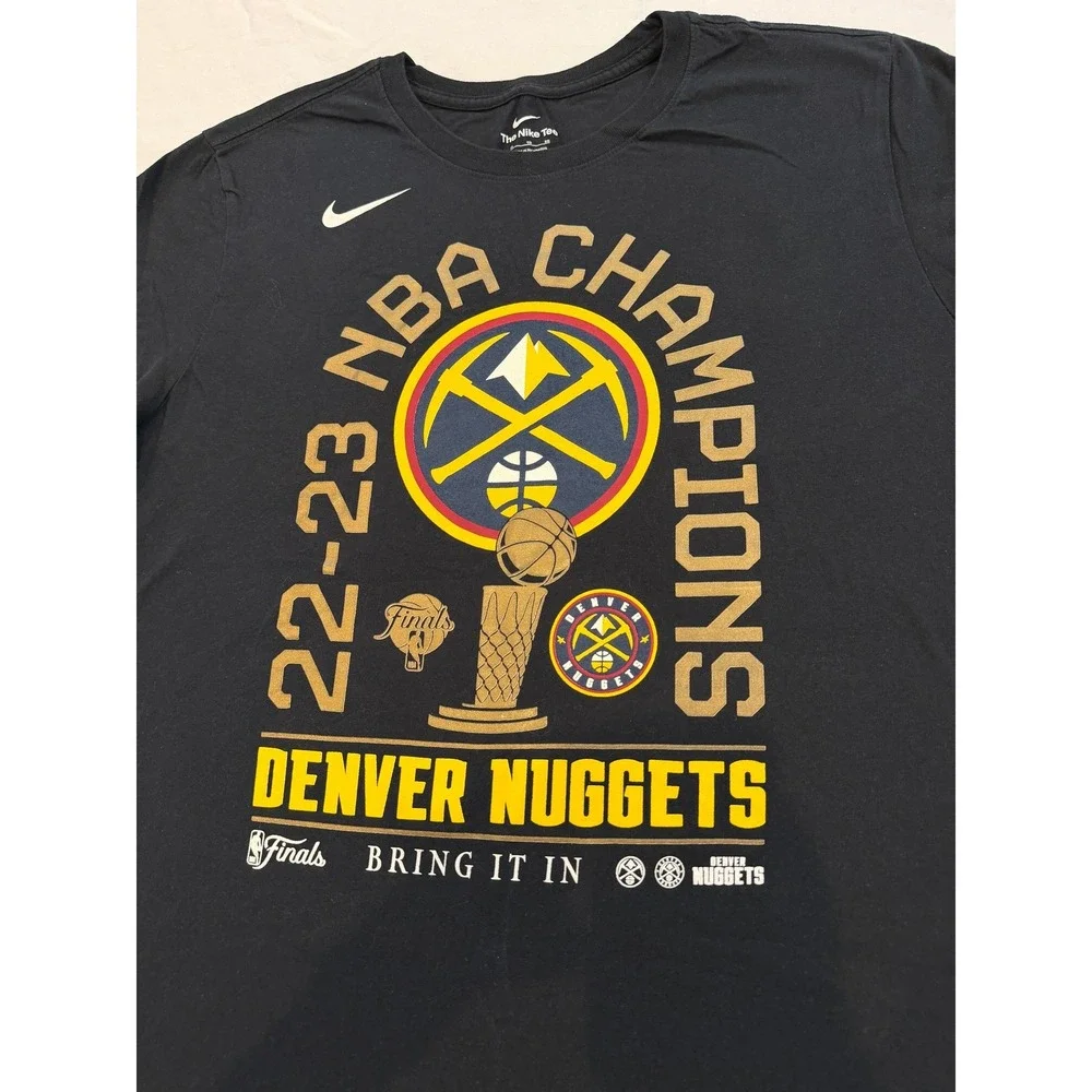 Nike Denver Nuggets 2022-23 NBA Champions T-Shirt Mens XL Black Short Sleeve